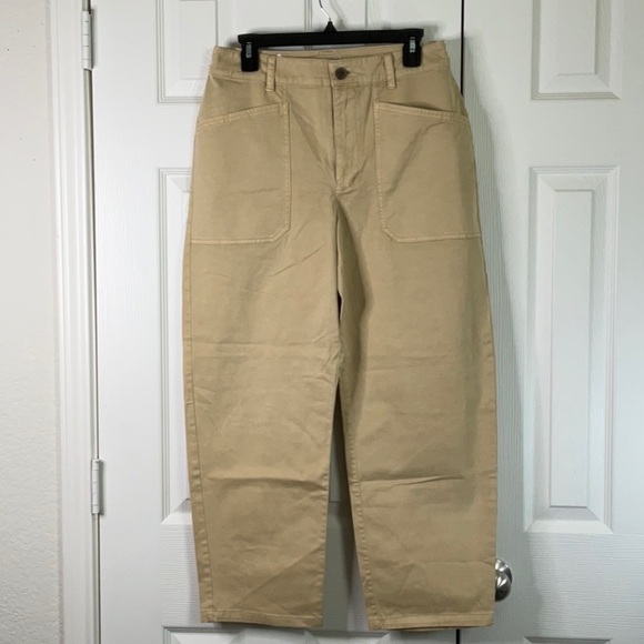 Women's High-Rise Barrel Leg Tan Pants Size 8 - Picture 5 of 11